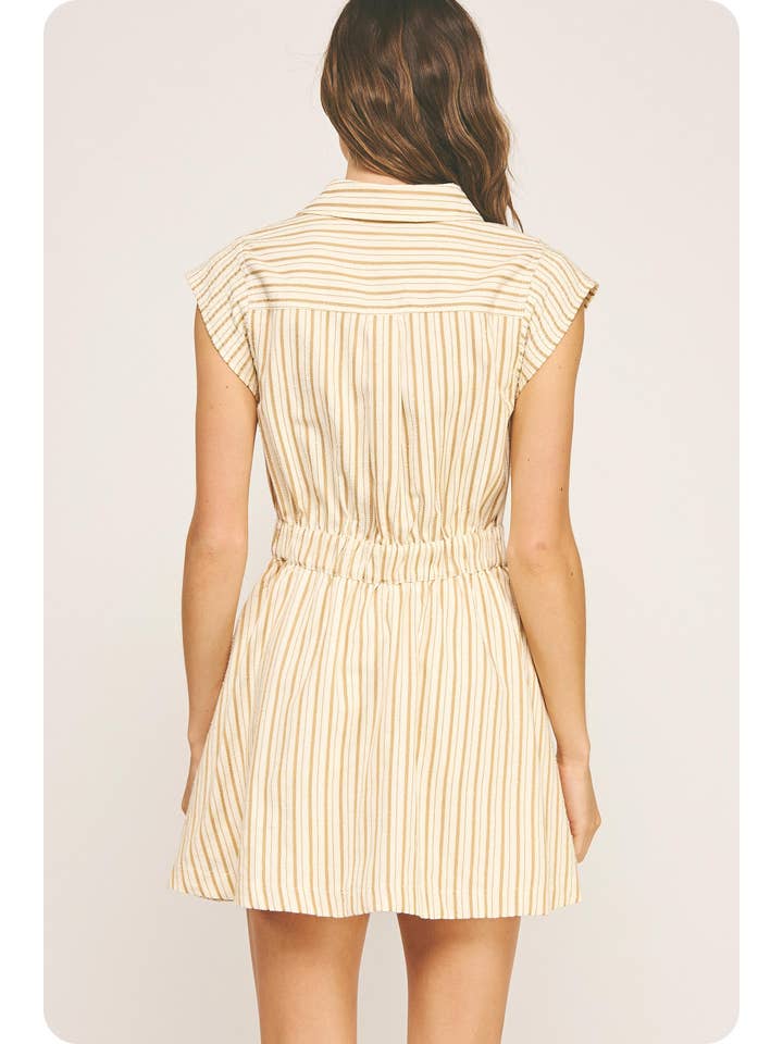 Strut & Bolt - Wholesale Dress - Women's - Top-Stitch Sleeveless Stripe Cotton Mini Dress4