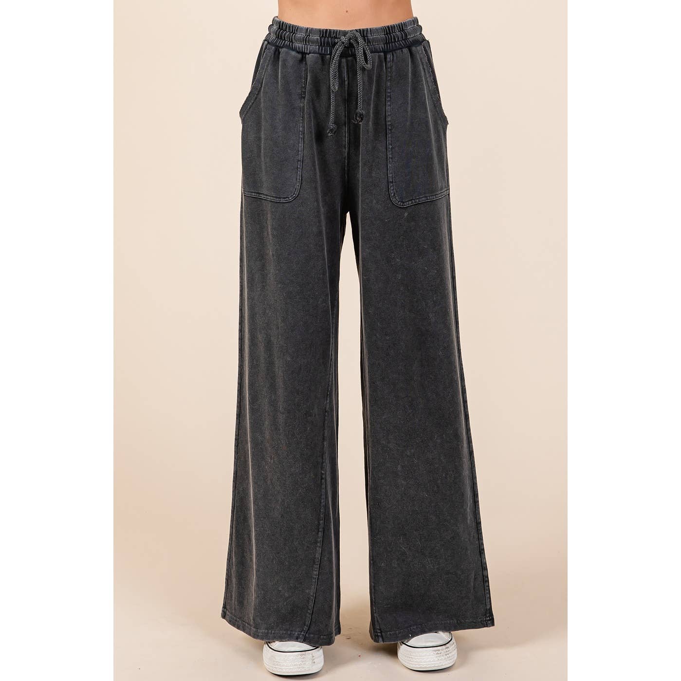 mittoshop - Wholesale Pants - Women's - MINERAL WASH FRENCH TERRY WIDE LEG PANTS2