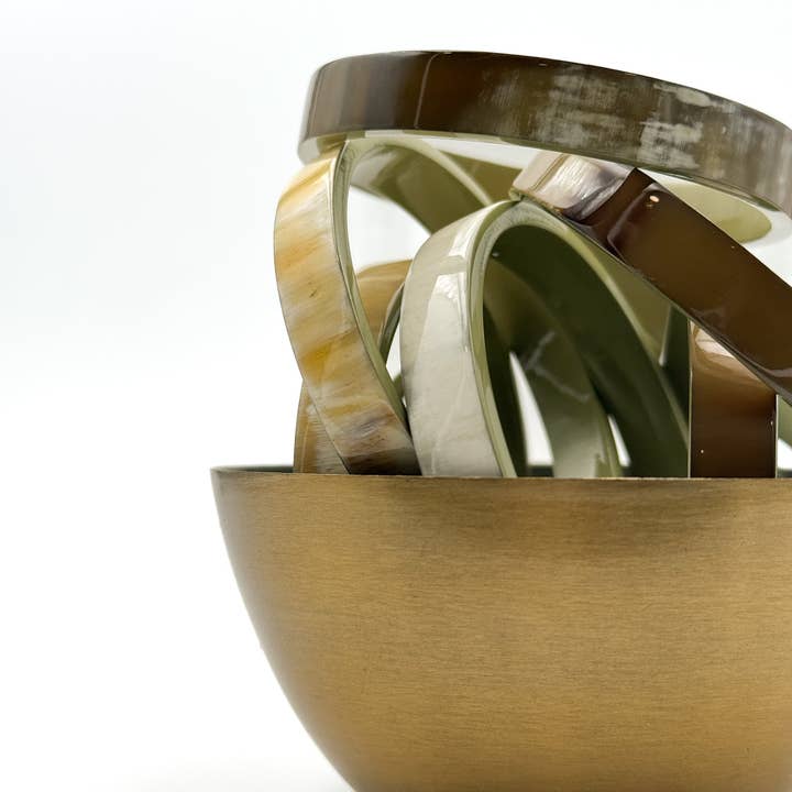 MAISON KIZO - Wholesale Bangle bracelet - Lacquered buffalo horn bangle Width 1 cm Khaki3