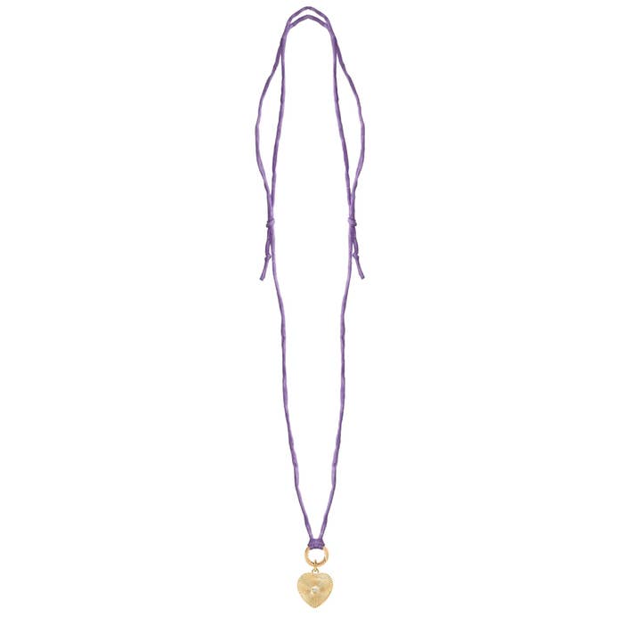 Mint + Sky - Wholesale Pendant/Charm Necklace - Handpainted Real Silk Cord with Charm Keeper and Crystal Heart (Five Colors)8