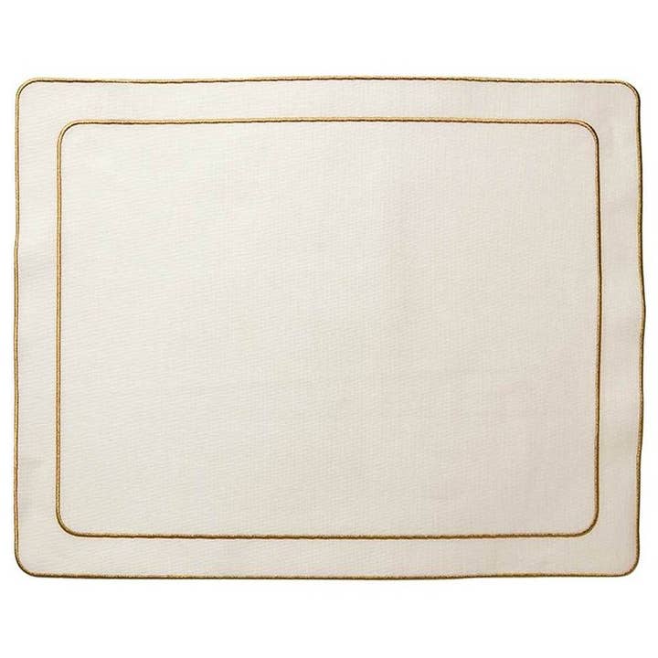 Linho Simple Rectangular Placemat Ivory / Gold - Set of 2 for wholesale by Skyros Designs