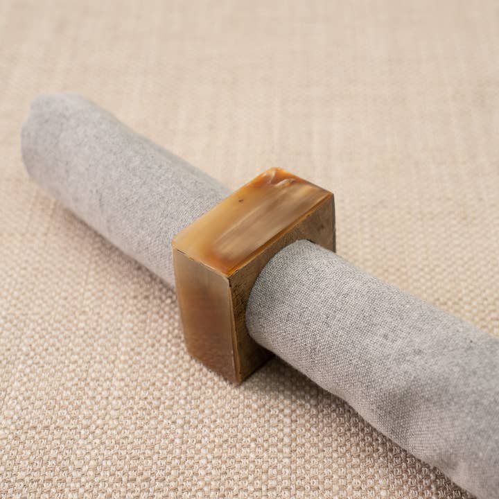 Natural Horn Border Wood Napkin Ring for wholesale by India Handicrafts Inc