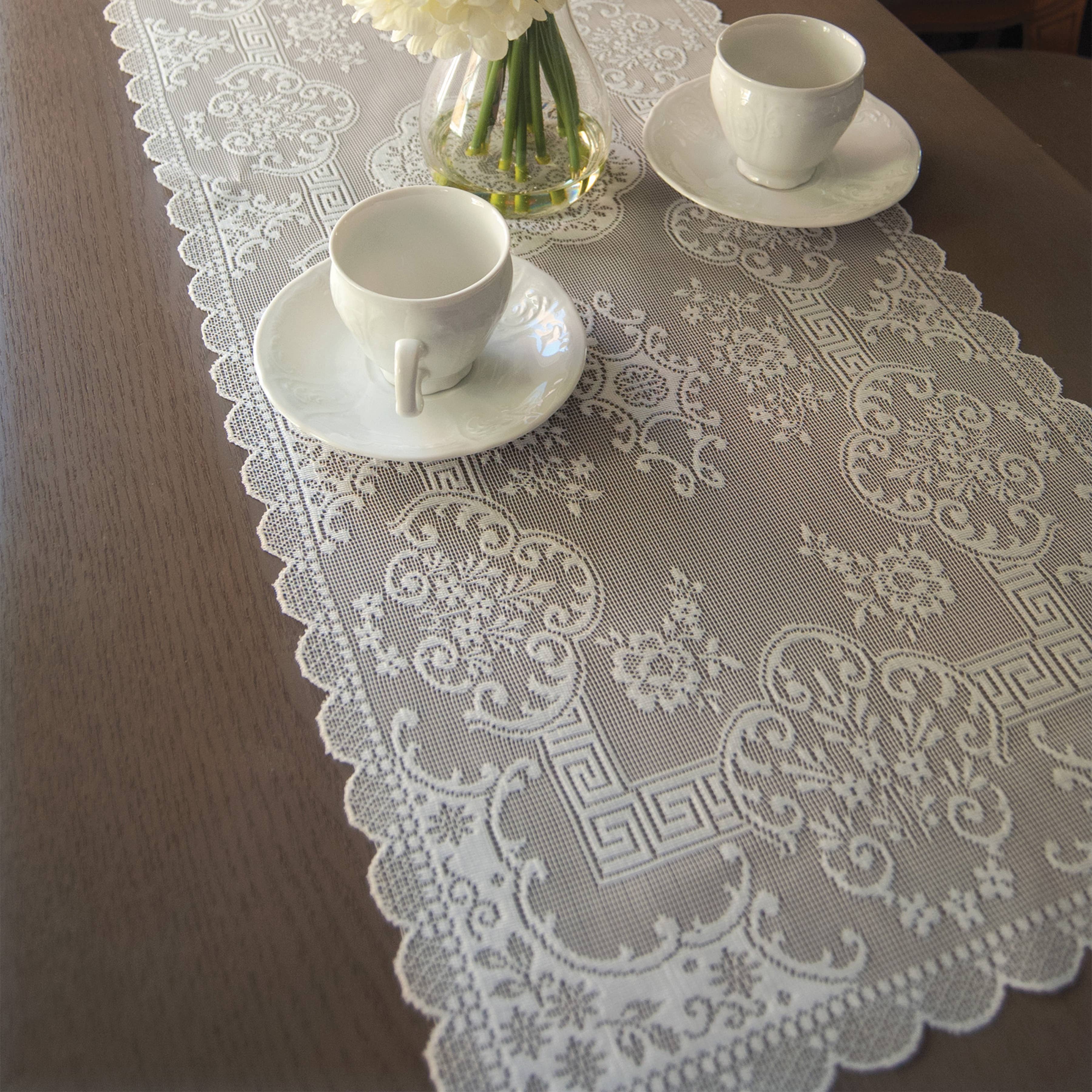 Heritage Lace - Wholesale Table Runner - Filigree 14x36 White Lace Table Runner2