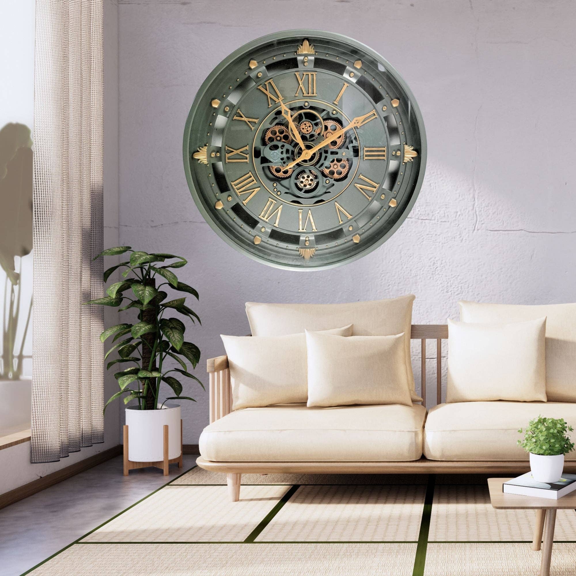 The Gears Clock - Wholesale Wall Clock - BELGIUM LINE WALL CLOCK ROUND 26 INCH GREEN5