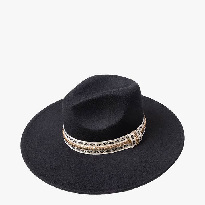 Jen & Co. - Wholesale Fedora - Women's - HAT2363 Genesis Fedora w/ Boho Two-Tone Band