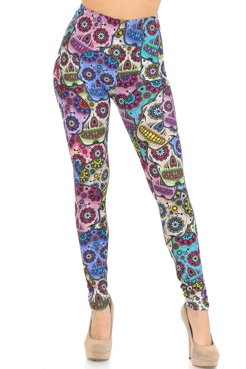 USA Fashion - Wholesale Fashion Leggings - Women's - Creamy Soft Sugar Skull Leggings by USA Fashion™2