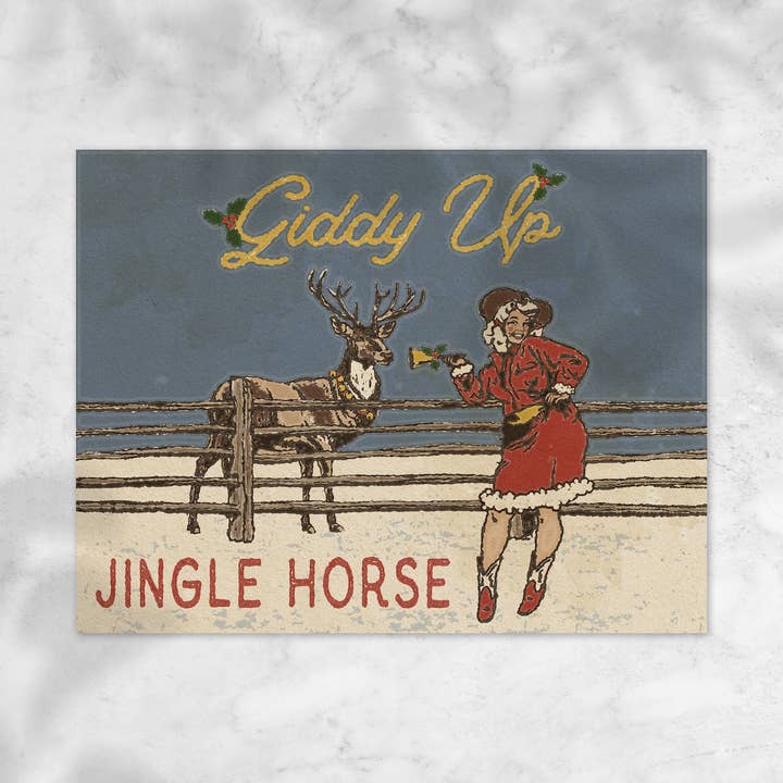 Cluster Funk Studio - Venta al por mayor Tarjetas de Navidad - Tarjeta de Navidad de Giddy Up Jingle Horse1