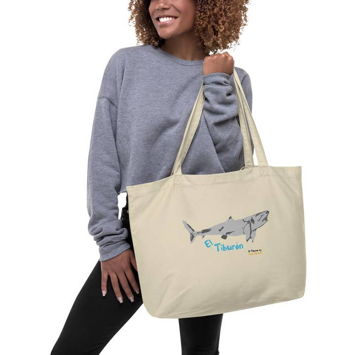 El Tiburon Large Organic Tote Bag for wholesale by Ojala Threads