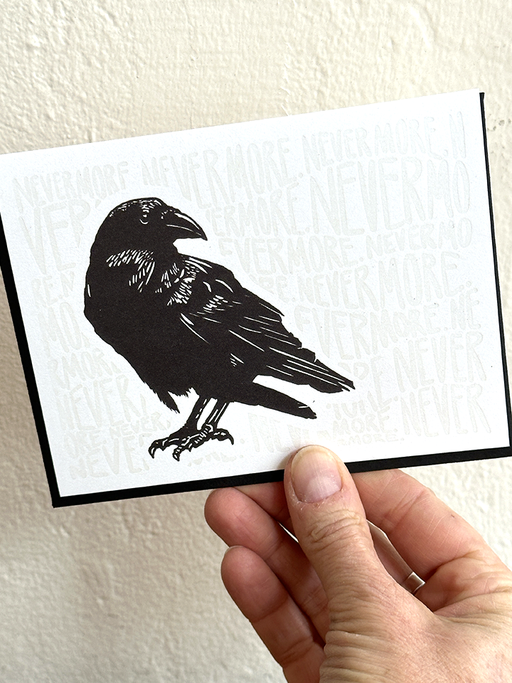 Lynn-oleum – wholesale Everyday greeting card – Darker Things - Raven LETTERPRESS CARD1