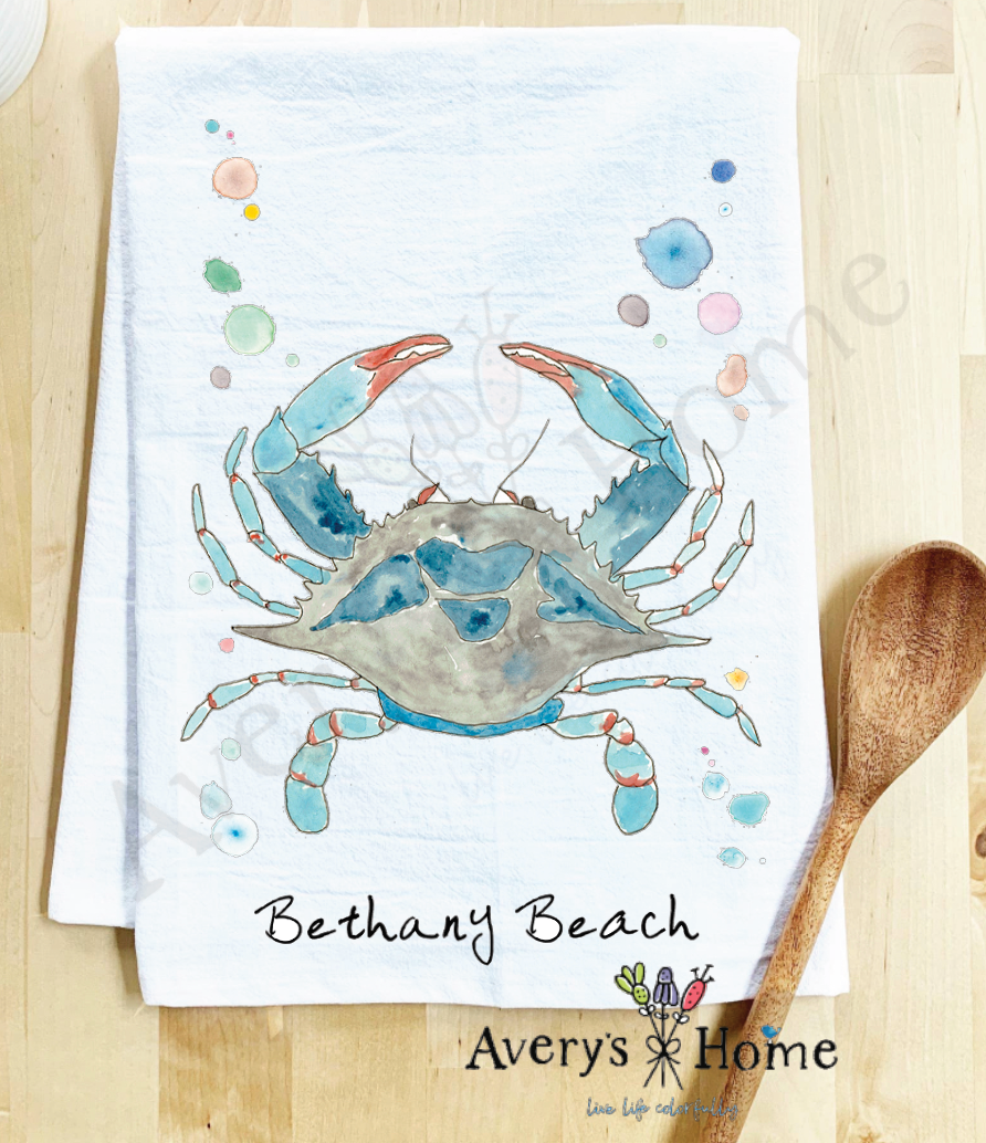 Avery's Home - Wholesale Tea Towel - Blue Crab Ocean Customizable Coastal Tea Towel50