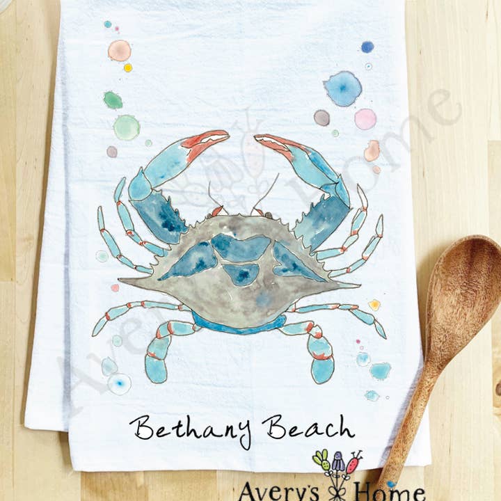 Avery's Home - Vente Torchons - Torchon côtier personnalisable "Blue Crab Ocean"50