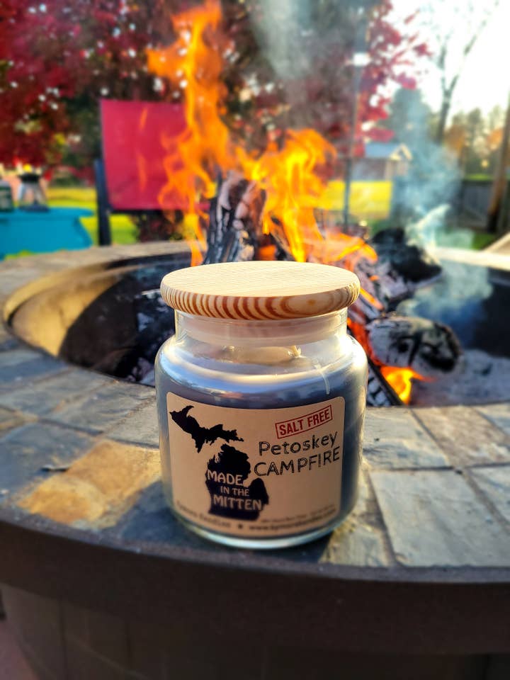 Large Kylie Jar Candle - Petoskey Campfire for wholesale by Kymora Kandles