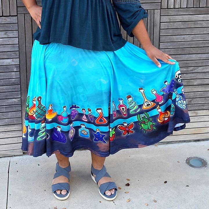 Potion Rack Midi Skirt With Pockets for wholesale by Fresh Hot Flavors LLC