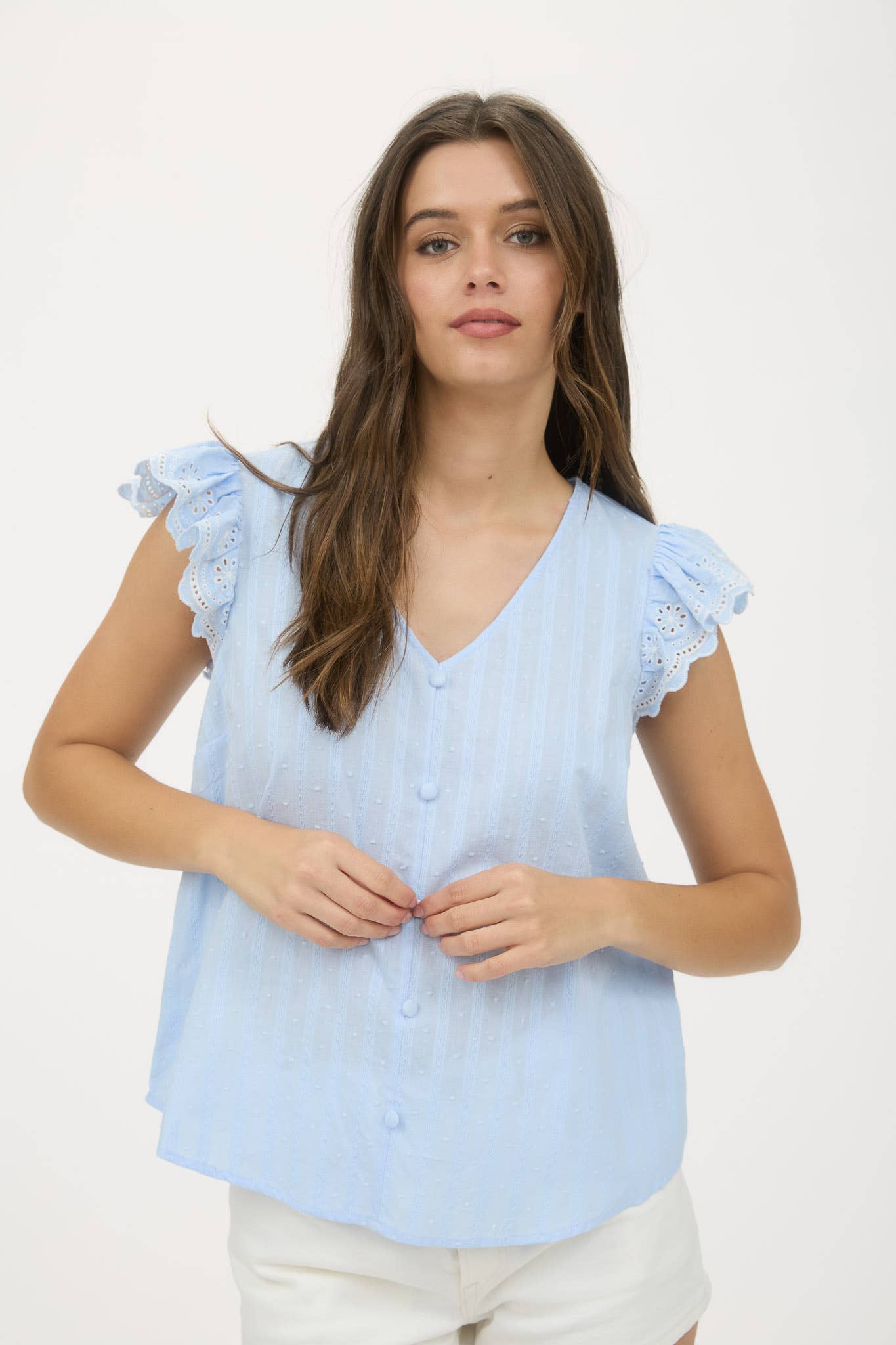 Blu Pepper – wholesale Blouse – Women’s – STRIPE CLIP DOT CONTRAST FLORAL SLEEVE BLOUSE5