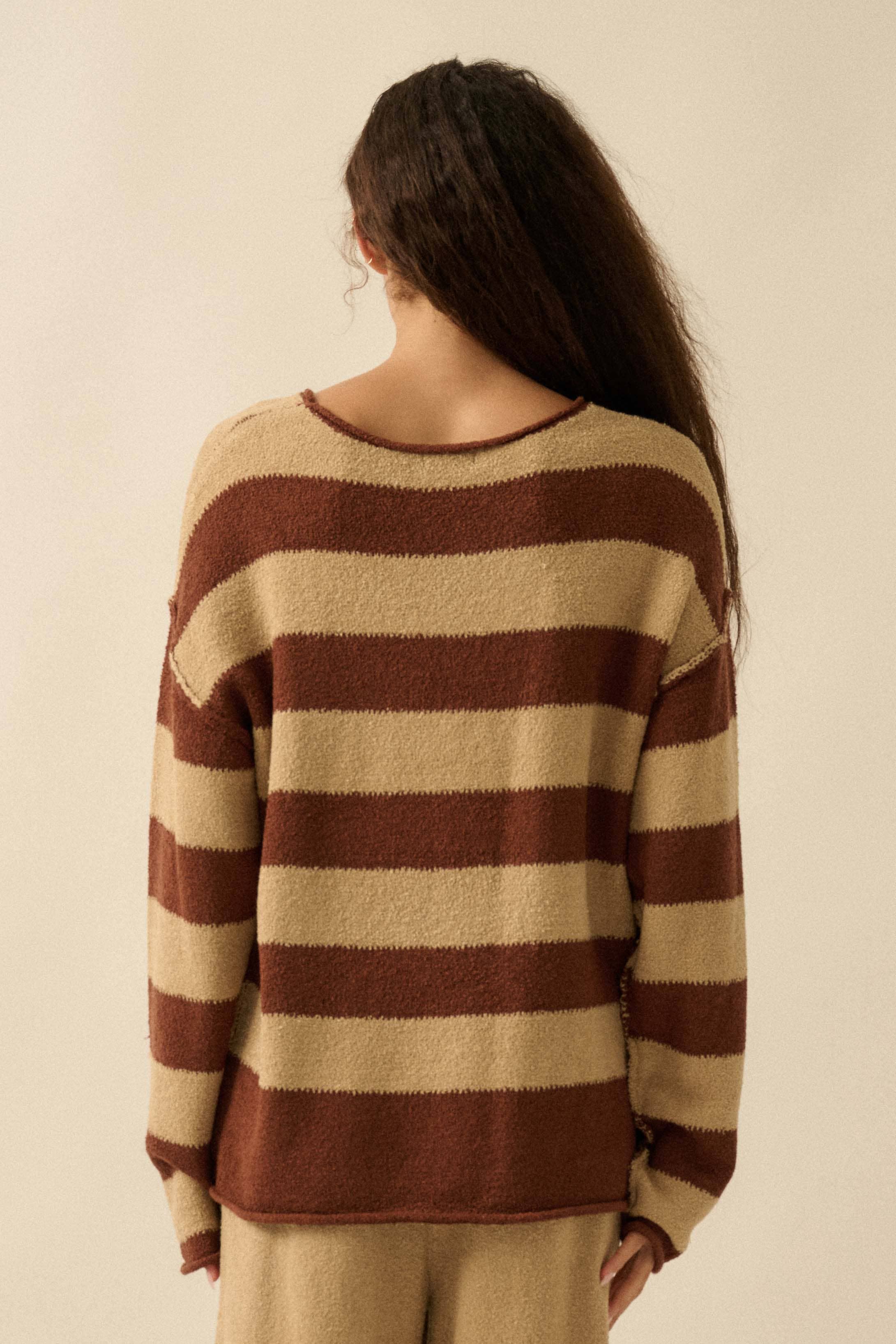 Promesa USA - Wholesale Knit Sweater - Women's - Textured Striped Knit Rolled-Edge Sweater23