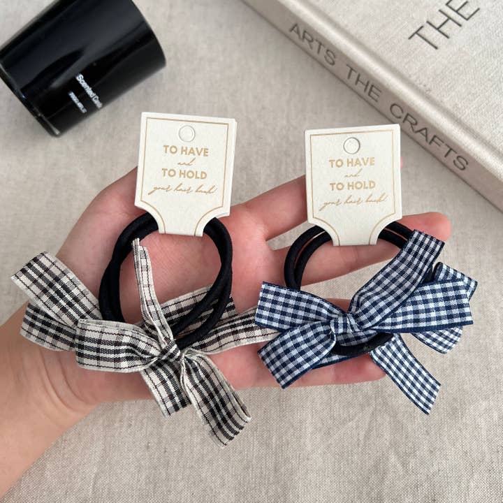 LoveLina - Wholesale Hair Tie - Gingham Bow Hair Ties (GOTE)1