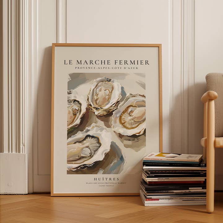 Farmer's Market, Oysters, Art Print for wholesale by Seven Icons Store
