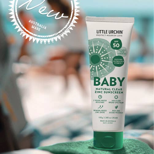 Little Urchin – Engroshandel Solcreme – Little Urchin BABY Naturlig klar zink solcreme SPF 50 100g
