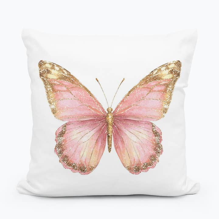 Almofada Quadrada Borboleta Dourada por atacado de LuckyBird Apparel and Home