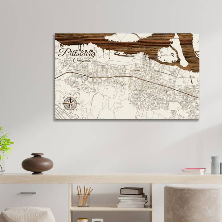 Californie : carte des rues de Pittsburg pour la vente par Fire & Pine