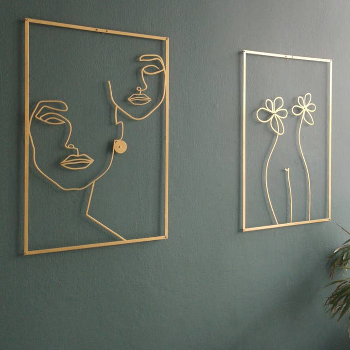 Female Line Art Gold Decor Set WA019 for wholesale by Blackivycraft