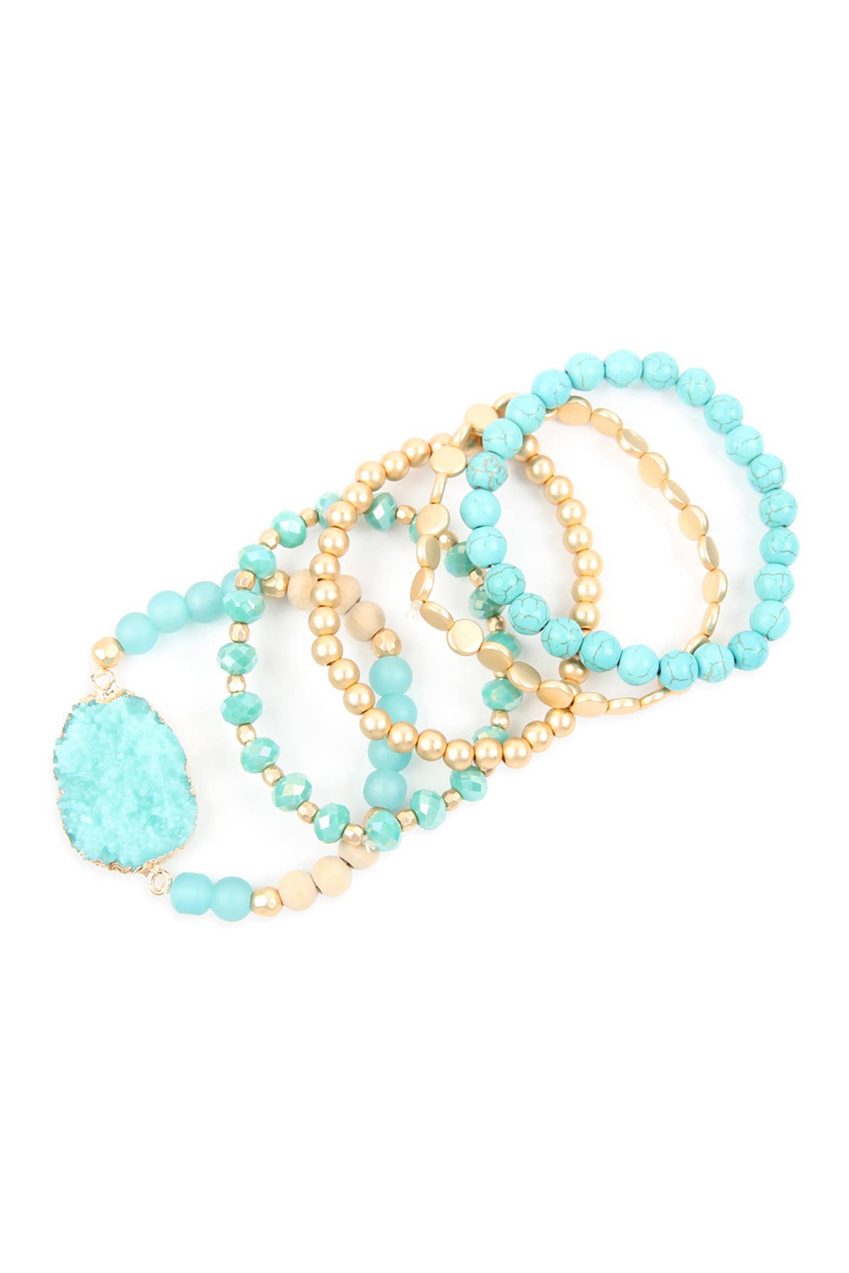 Love and Repeat - Wholesale Jewelry Set - DRUZY CHARM MIXED BRACELET SET13