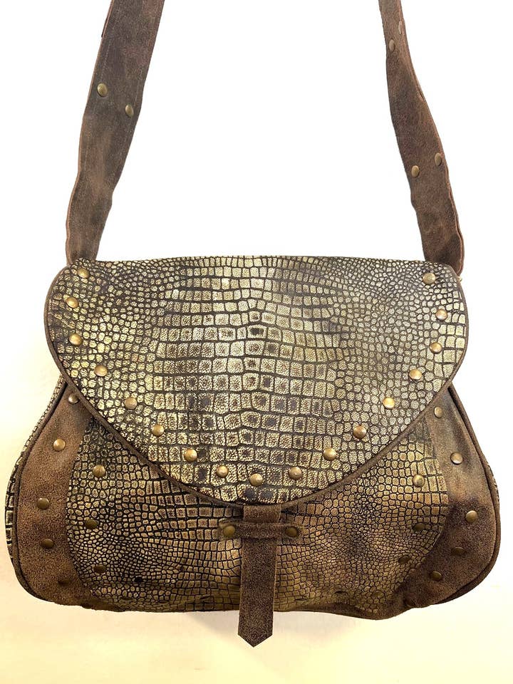 LÆDER DISTRESS CROCO HÅNDTASKE for engroshandel hos Ricki designs