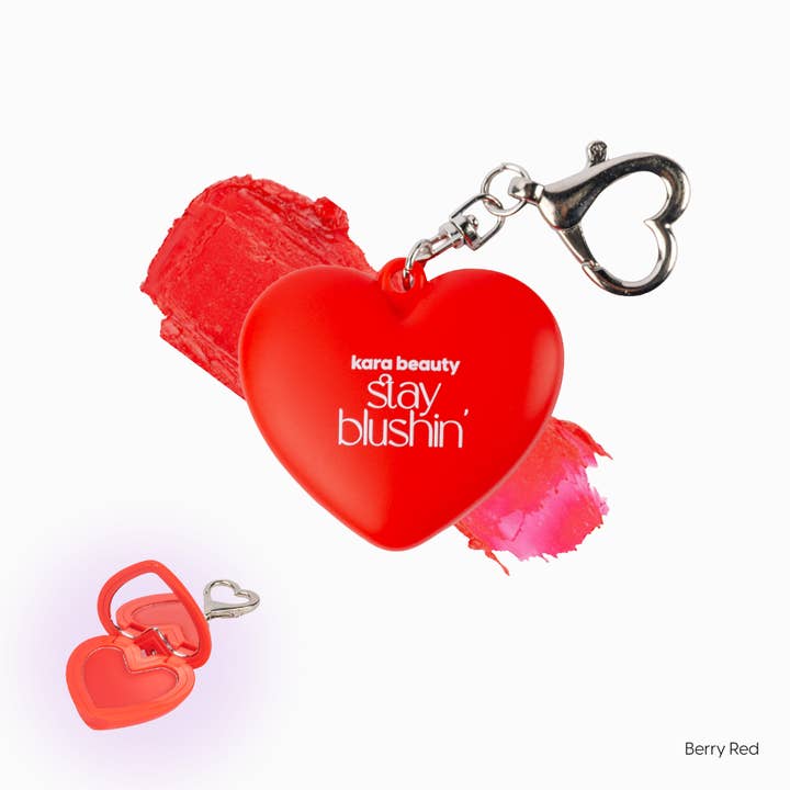 Stay Blushin! Lip and Cheek Cream Blush Keychain - Berry Red for wholesale by Kara Beauty