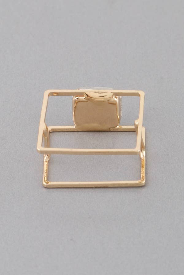 Gold Geometric Square Crystal Ring for wholesale on Faire3