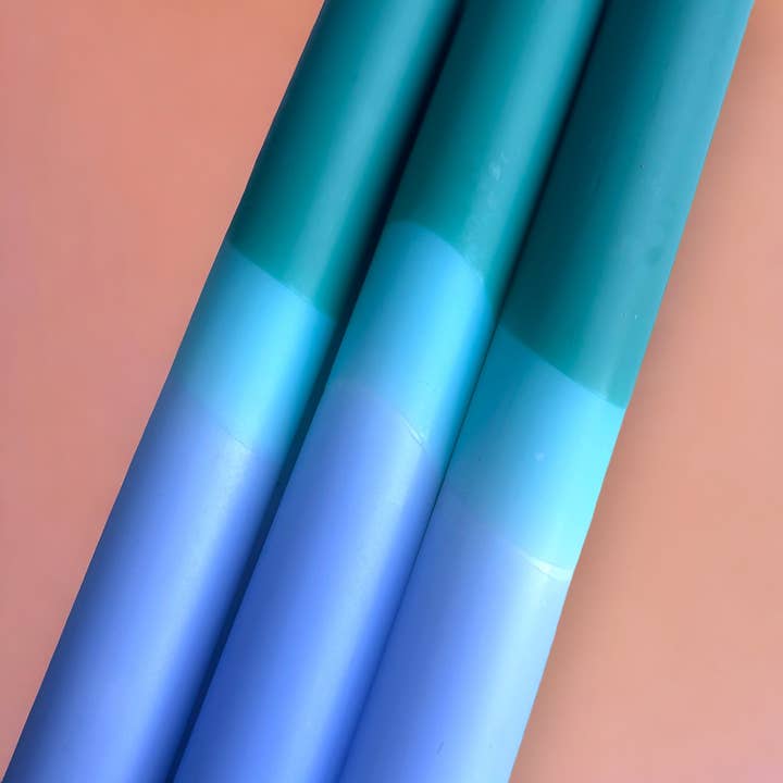 The Colour Emporium - Wholesale Tapered Candle/Candlestick - SAGE SERENITY Dip Dye Dinner Candles Trio