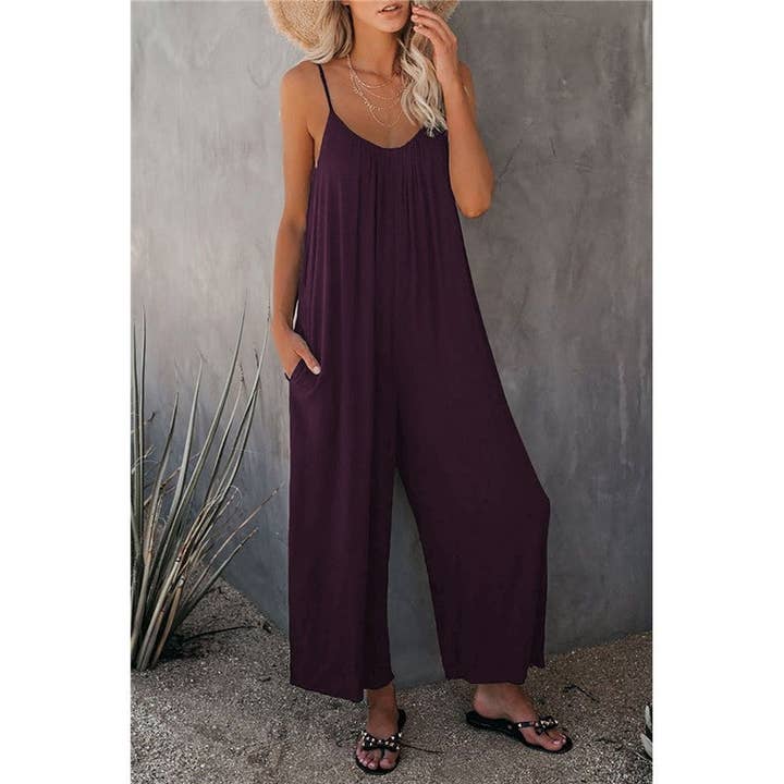 FurDecoration - Wholesale Jumpsuit - Women's - Wide-Leg Spaghetti Strap Loose-Fit Jumpsuit16
