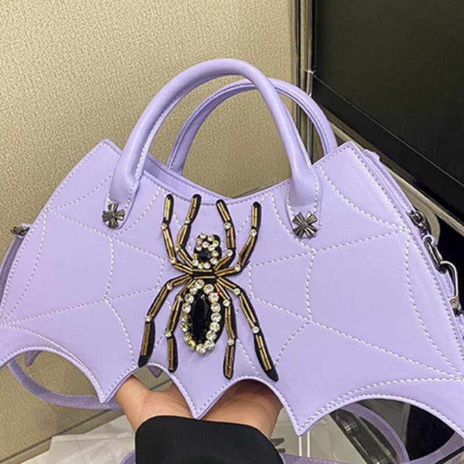 UNISHE - Wholesale Top Handle Bag - Women's - Spider Rhinestone PU Leather Bag ZK4814