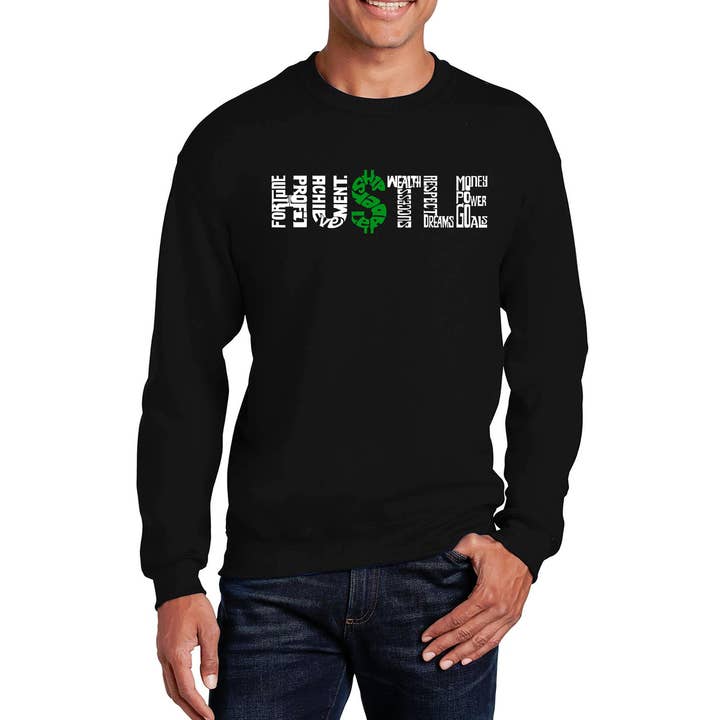 Men's Word Art Crewneck Sweatshirt - Hustle for wholesale by LA Pop Art