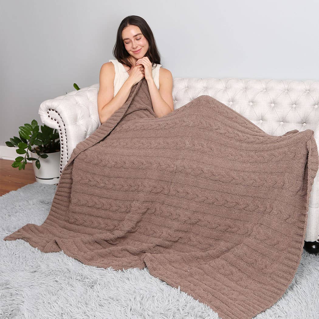 Fashion City - Wholesale Throw Blanket - Braided Cable Knit Luxury Soft Throw Blanket13