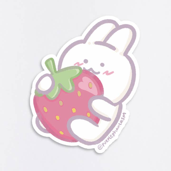 Adesivo in vinile lucido Strawberry Bunny per la vendita all'ingrosso da parte di Studio Lunaea