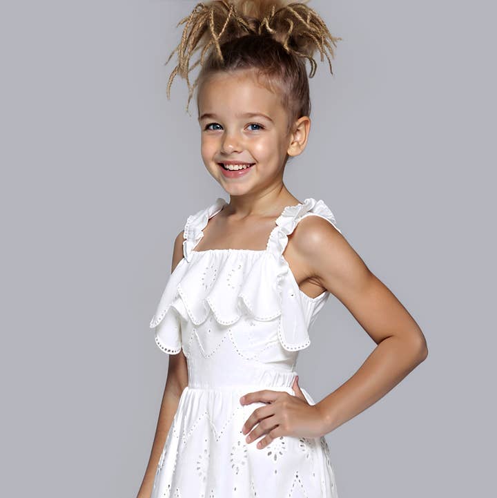 EYELET SCALLOP HEM DRESS for wholesale by Hannah Banana , Baby Sara