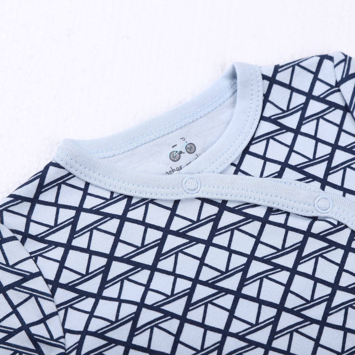 Asher and Olivia - Wholesale Jumpsuit - Baby - Baby Footie w/ Hat - Geo Sea Print2