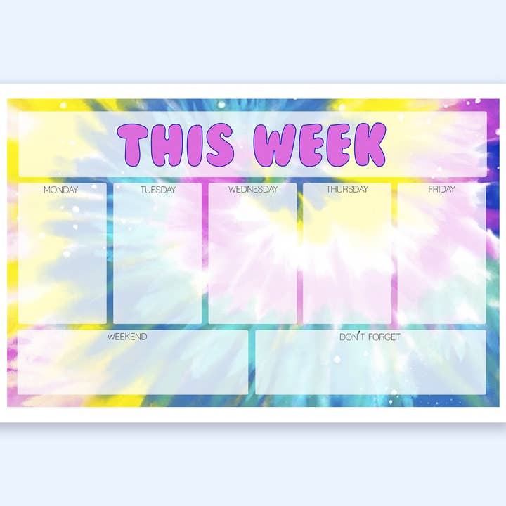 Tie Dye Wochenplaner für den Großhandel von The Cornerstone Studio