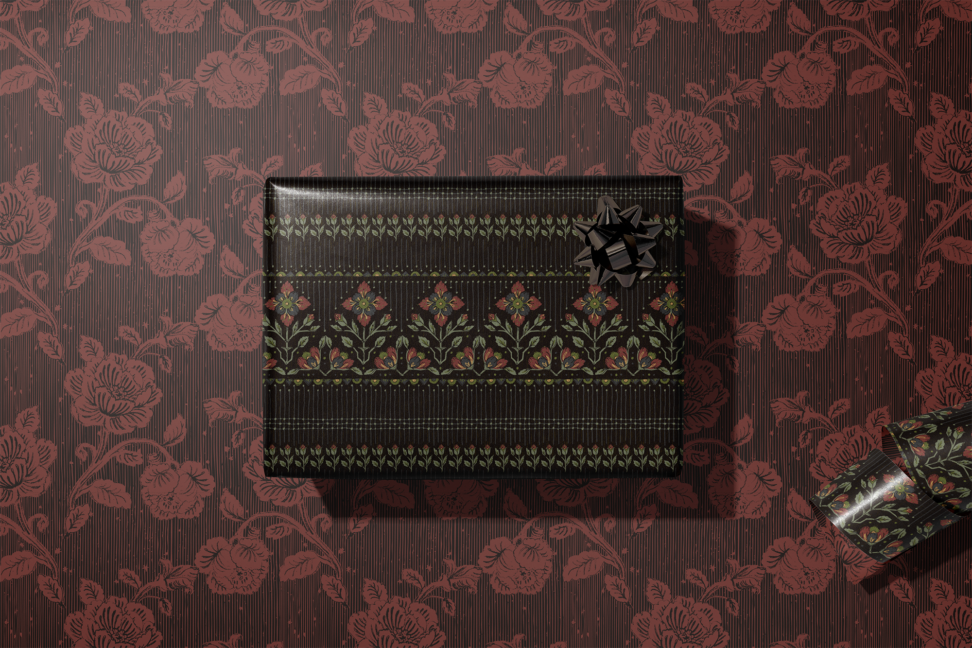 re:mused studio - Wholesale Flat Wrap - Midnight Blooms Gift Wrap Sheet-Double Sided13