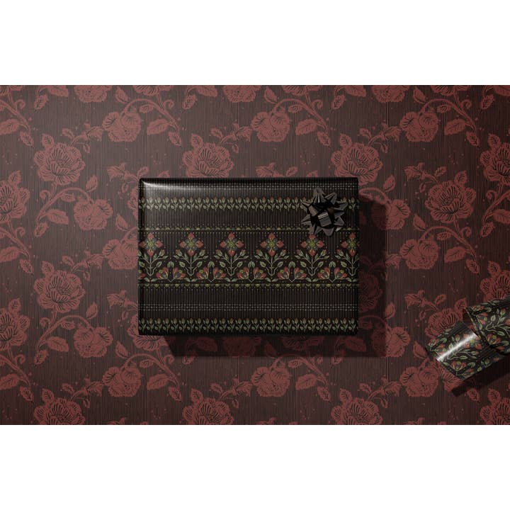 re:mused studio - Wholesale Flat Wrap - Midnight Blooms Gift Wrap Sheet-Double Sided13