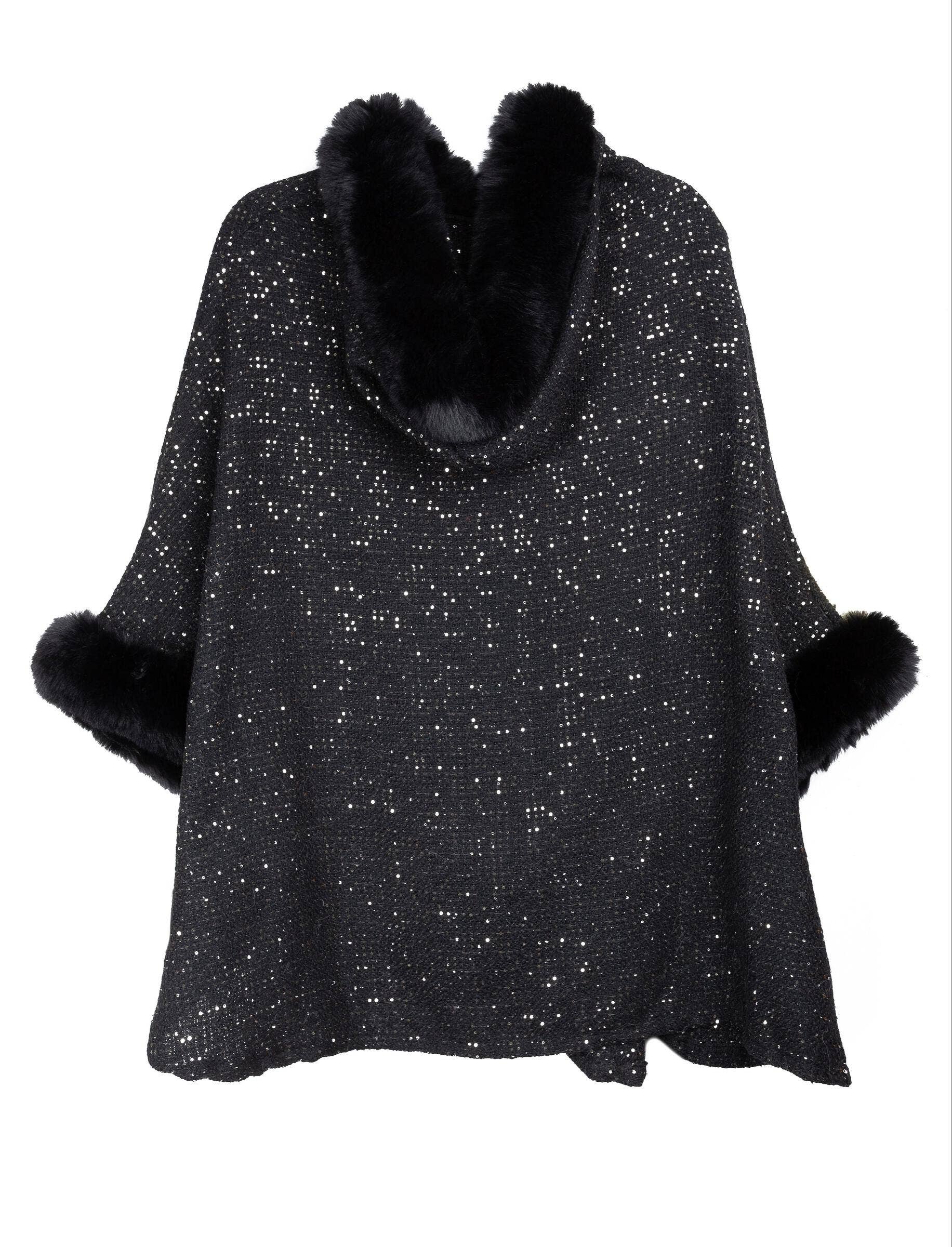 SAACHI - Wholesale Kimono - Women's - Sequin Kimono Faux Fur Jacket10