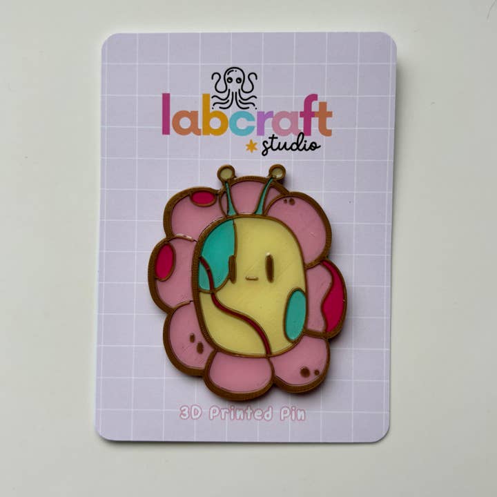 Cute Kawaii Flower Gold - 3D Printed Pin - Cute Accessory for wholesale by Labcraft Studio