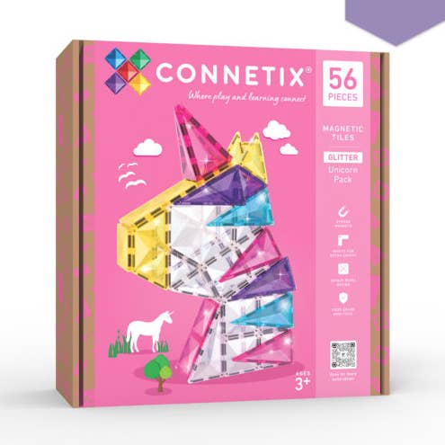 CONNETIX Magnetic Tiles, Glitter Unicorn Pack, 56 Pieces for wholesale by CONNETIX