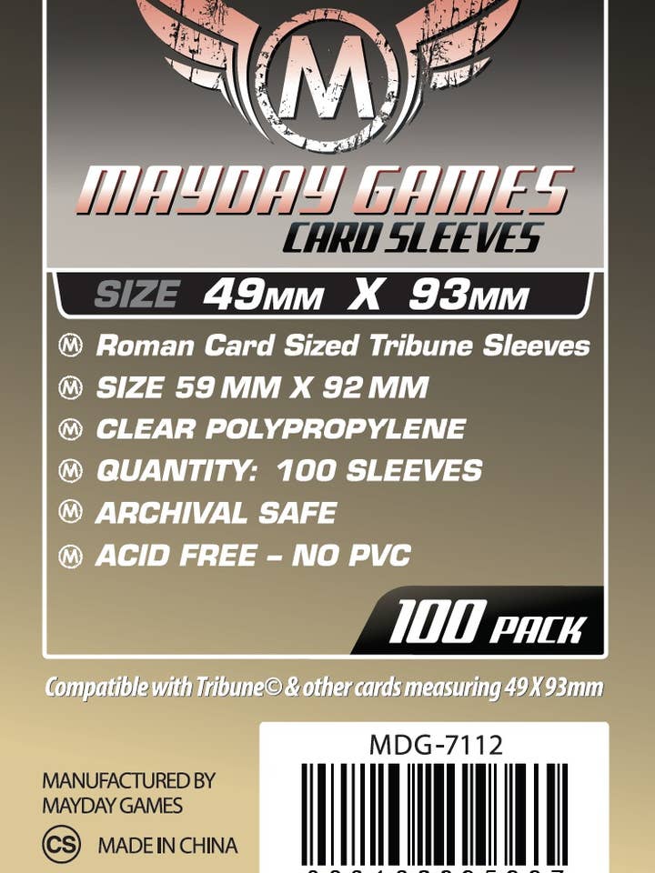 Roman Card Sized Tribune Sleeves - 100 Pack - 49 X 93 MM for wholesale by Mayday Games
