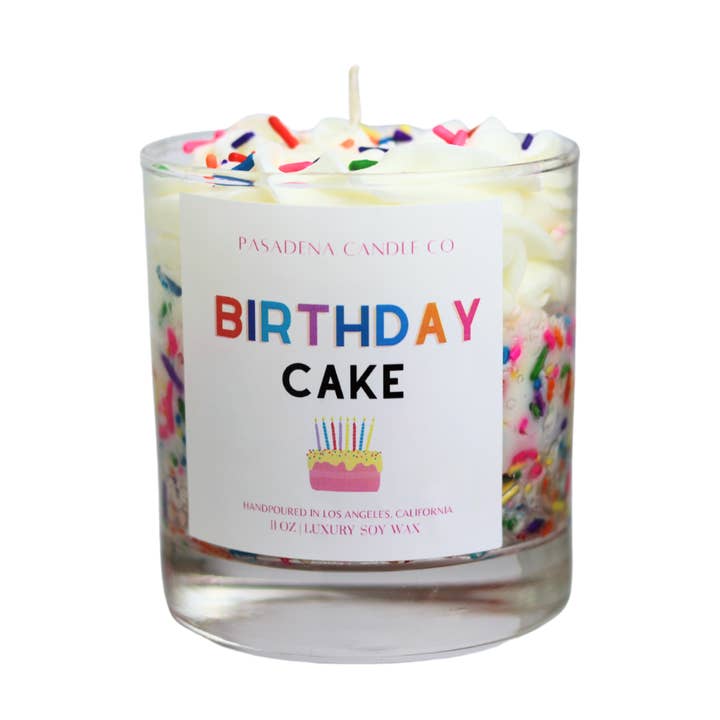 Birthday Cake Scented Candle with Sprinkles 13.5 oz for wholesale by Pasadena Candle Co