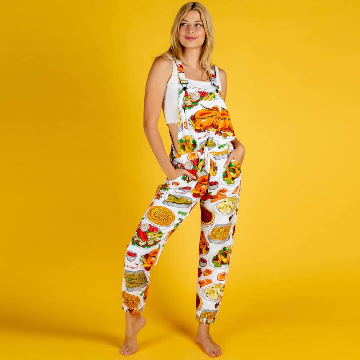 The Spread | Womens White Thanksgiving Pajamaralls® for wholesale by Shinesty, Inc