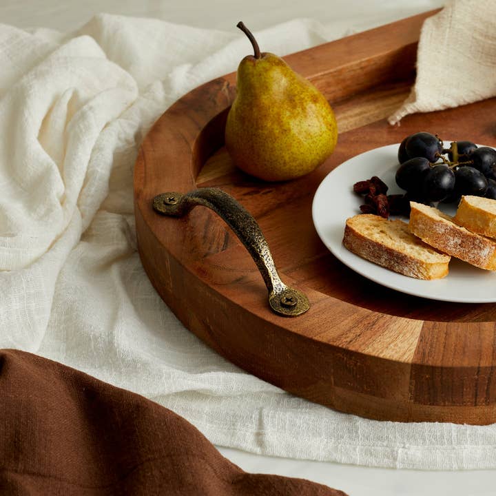 What a Host Home – wholesale Serving tray – Lyon Wood Oval Serving Tray With Handles1