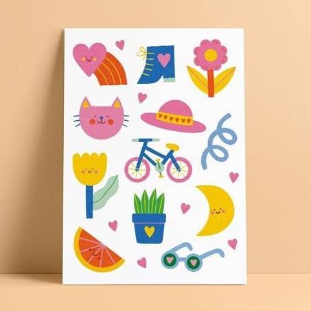 Colourful temporary tattoos - Happy things for wholesale by Bernard Forever