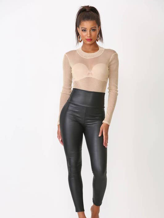 Black Pearl Clothing - Wholesale Leggings - Dames - Legging van kunstleer met hoge taille0