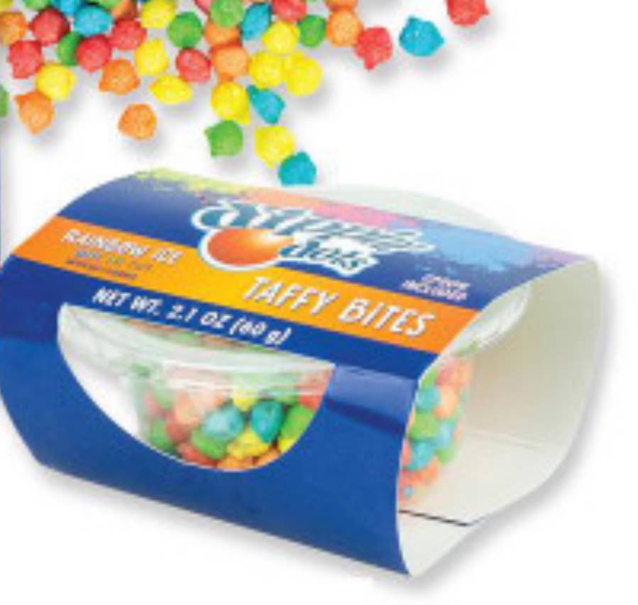 O'Shea's Candies Sweet Shop - Wholesale Taffy - Novelty NEW🎉 Dipping Dots Taffy Bites 🍭w/ Spoon- 12CT Tray2